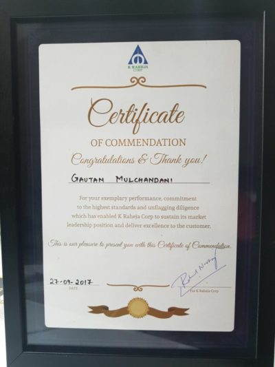 Commendation Certificate Rock Realty All your Real Estate Requirements